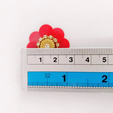 5 Red Floral Applique, Sequins and Rhinestone Appliques, Headband Applique